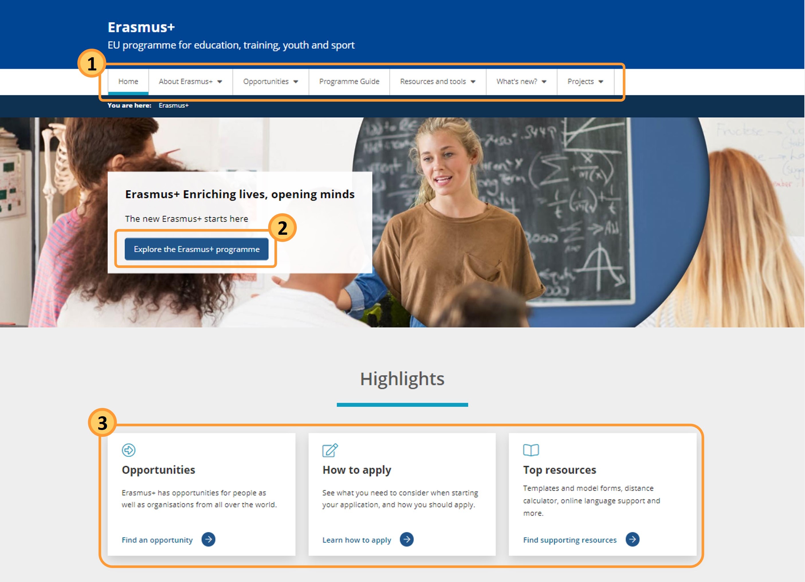 Erasmus plus homepage