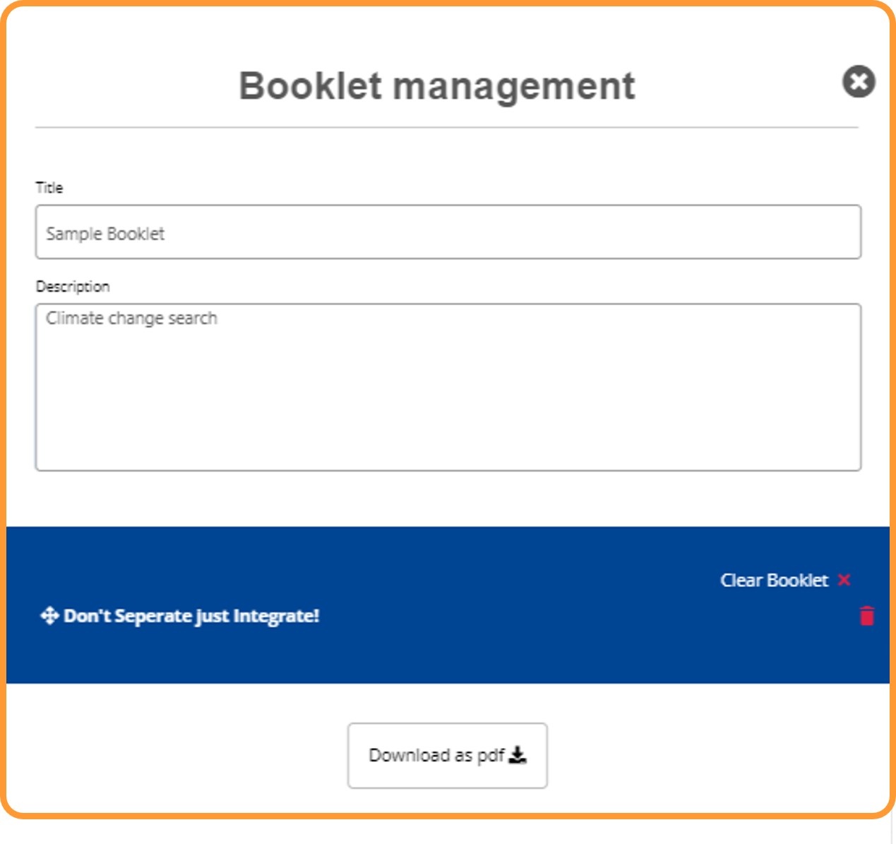 Booklet management details