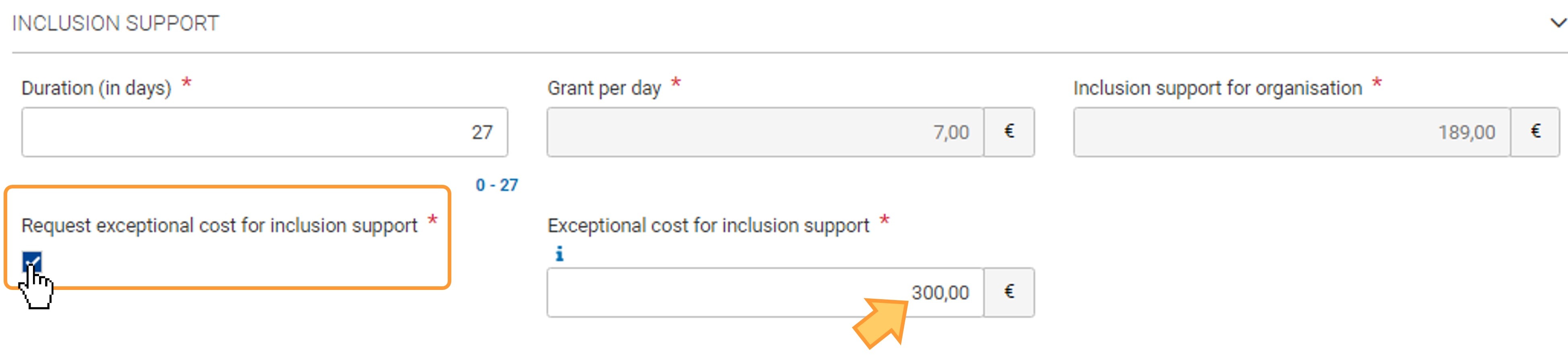 Request exceptional cost for inclusion support flag in ESC51 participations