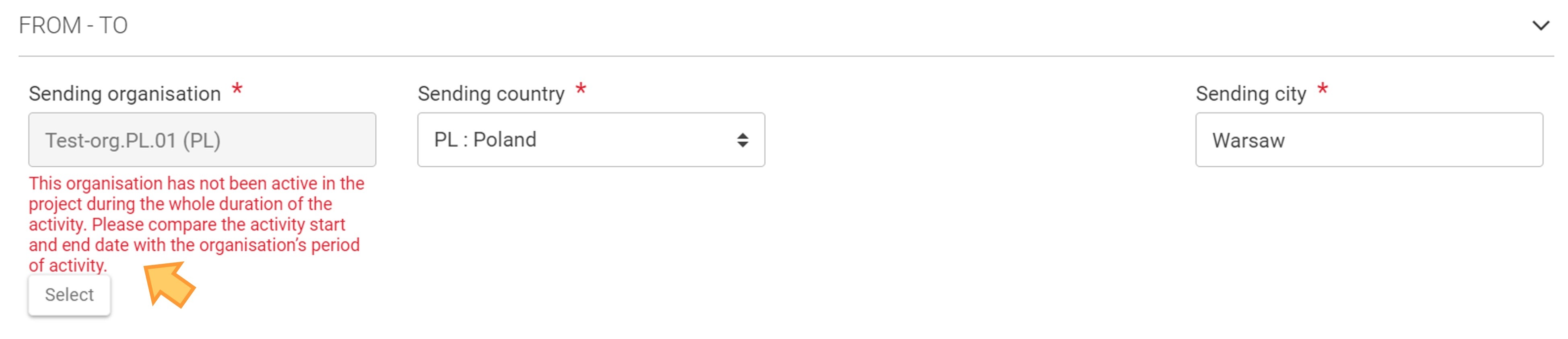 Error message if Active from and Active until date conflict with the dates of the related activity