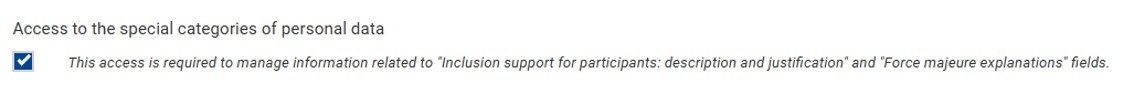 Flag that, when selected, indicates that the contact person has access to the special categories of personal data