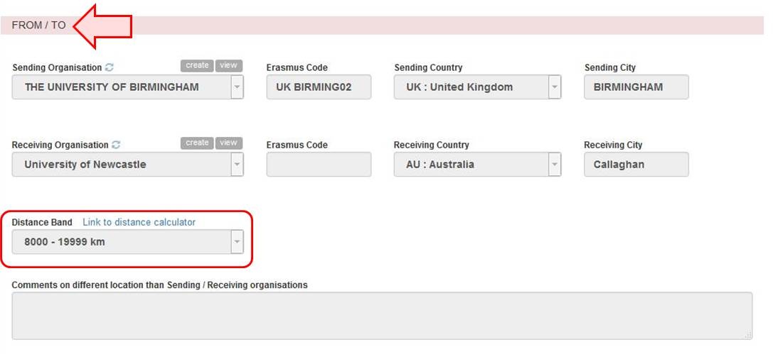 Go to the from-to section and select distance in distance band