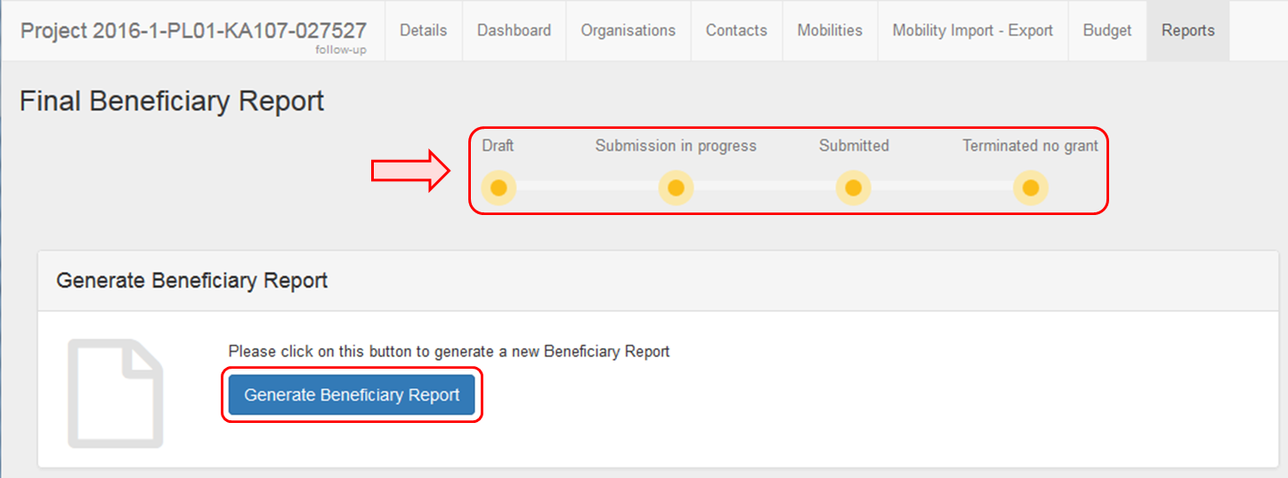 Click Generate beneficiary report