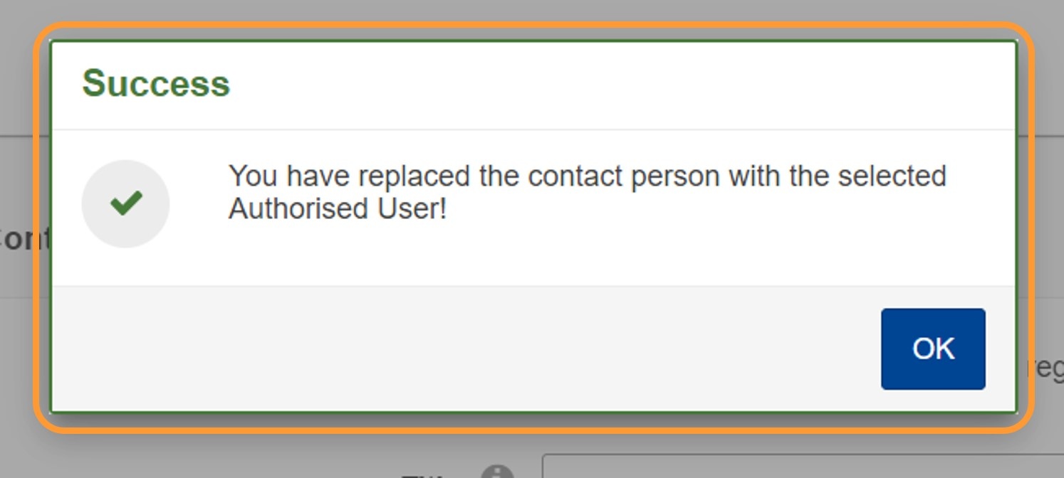 Contact person information is updated