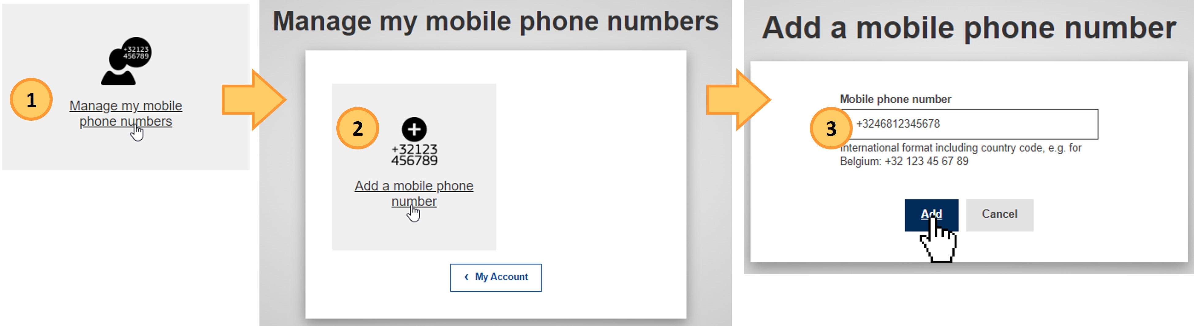 Manage my mobile phone numbers