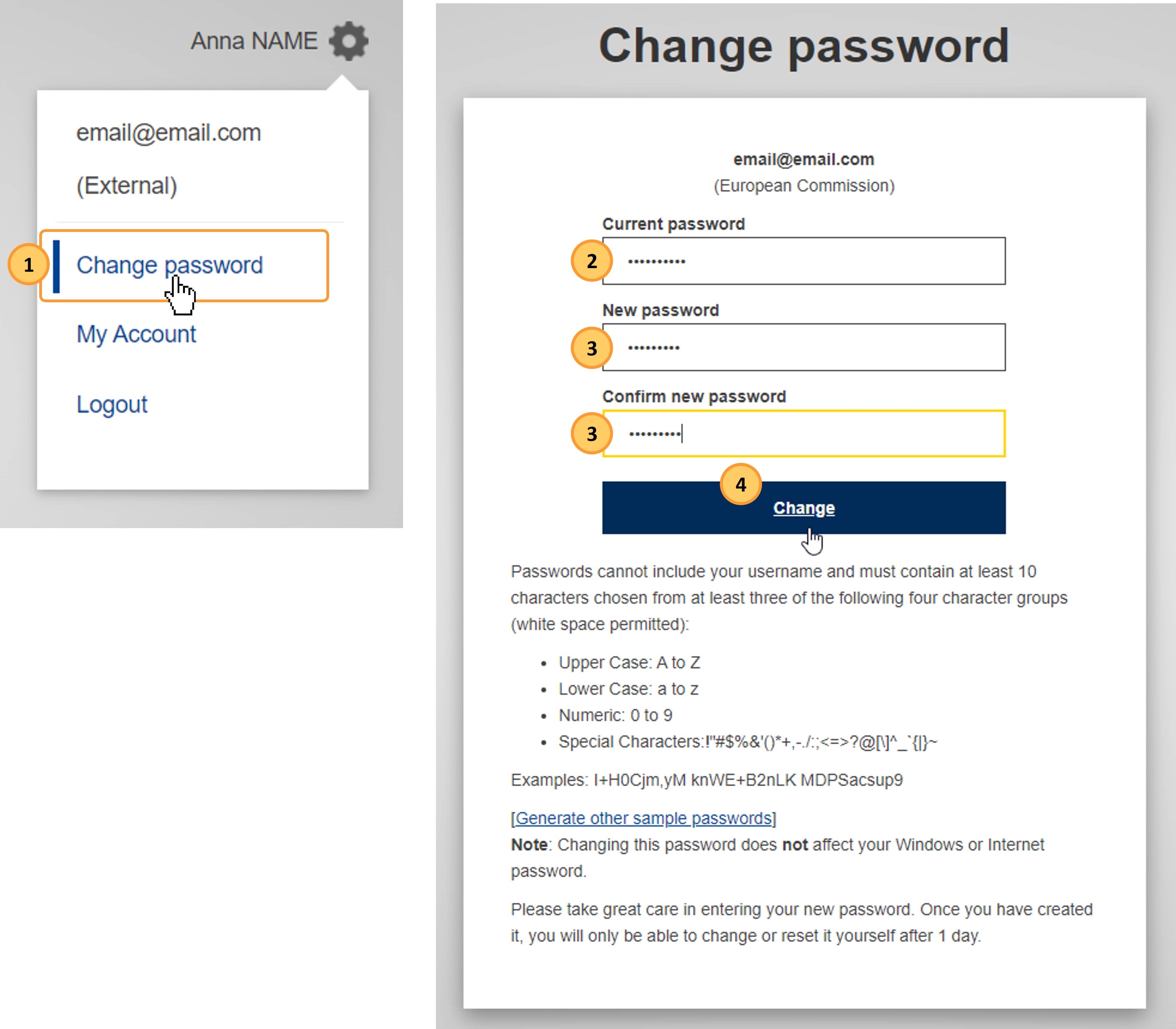 Change password