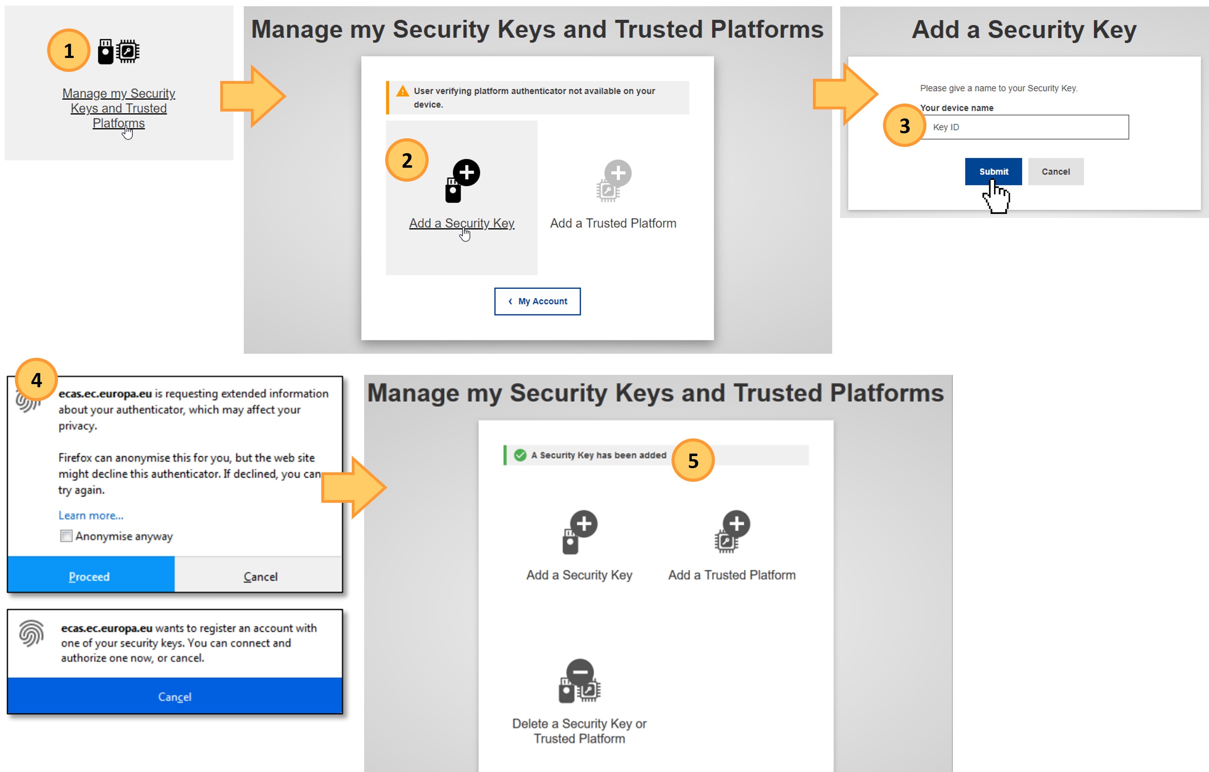 Manage my Security Keys and Trusted Platforms