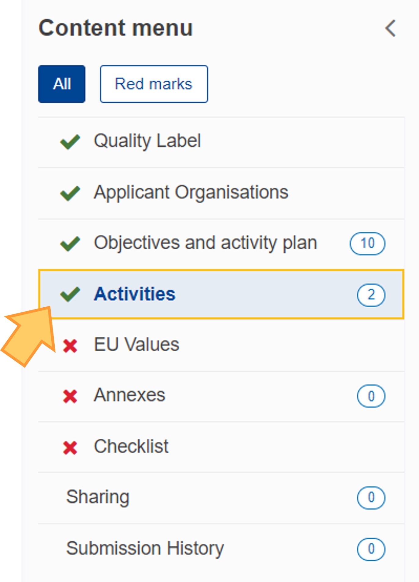 Activities section complete