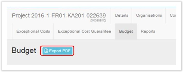 Export budget to PDF