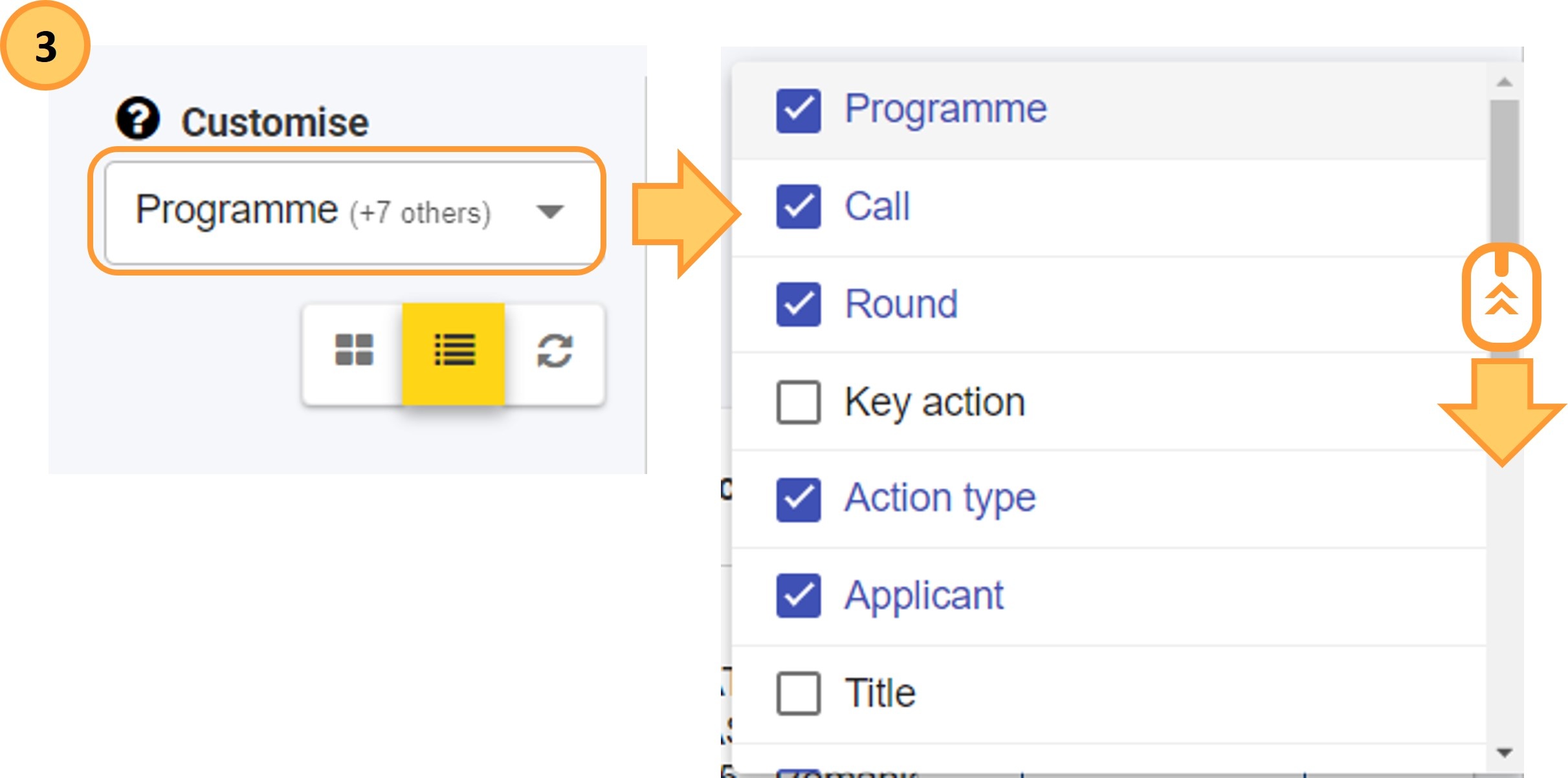 List view customisation List view customisation