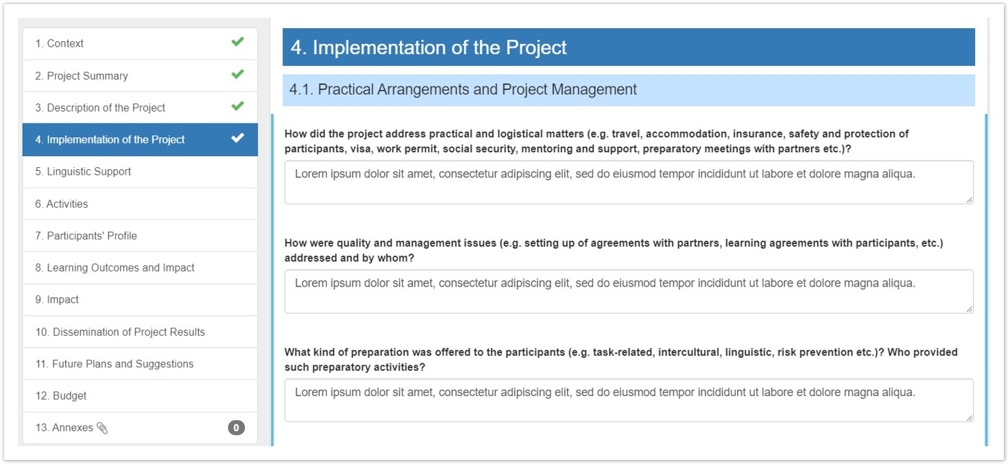 Fill in Implementation of the Project