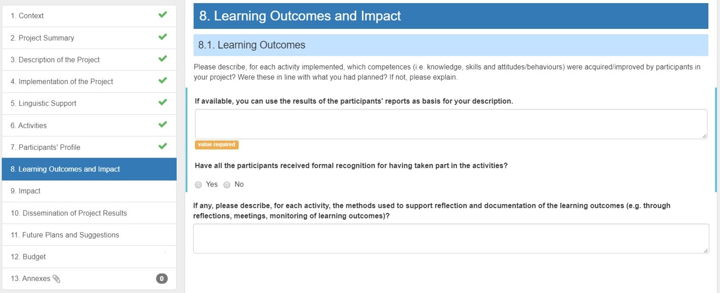 Fill in Learning Outcomes and Impact