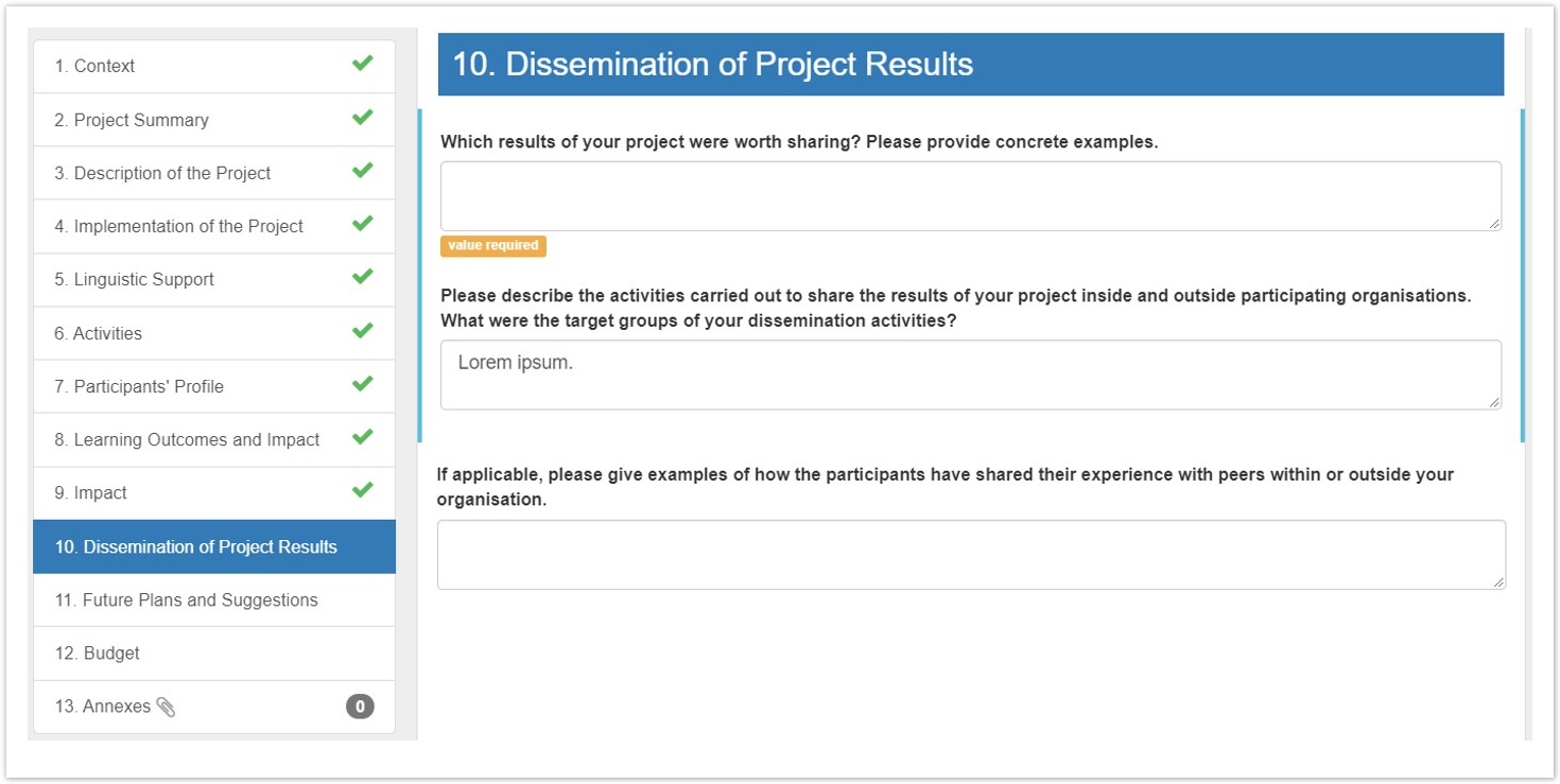 Fill in Dissemination of Project Results