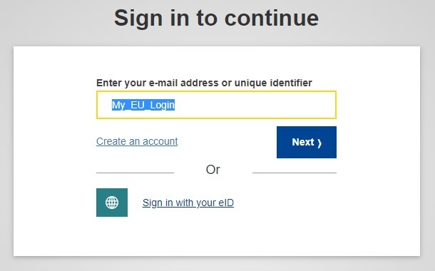 Provide your EU login and password