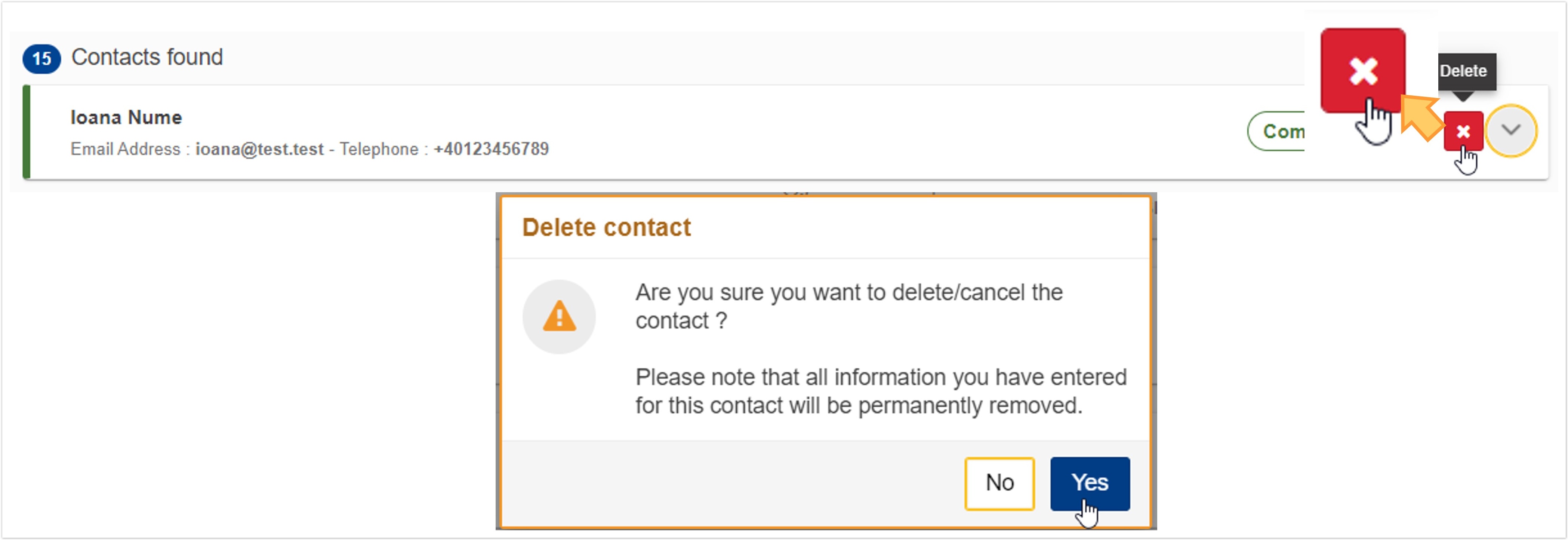 Delete a contact