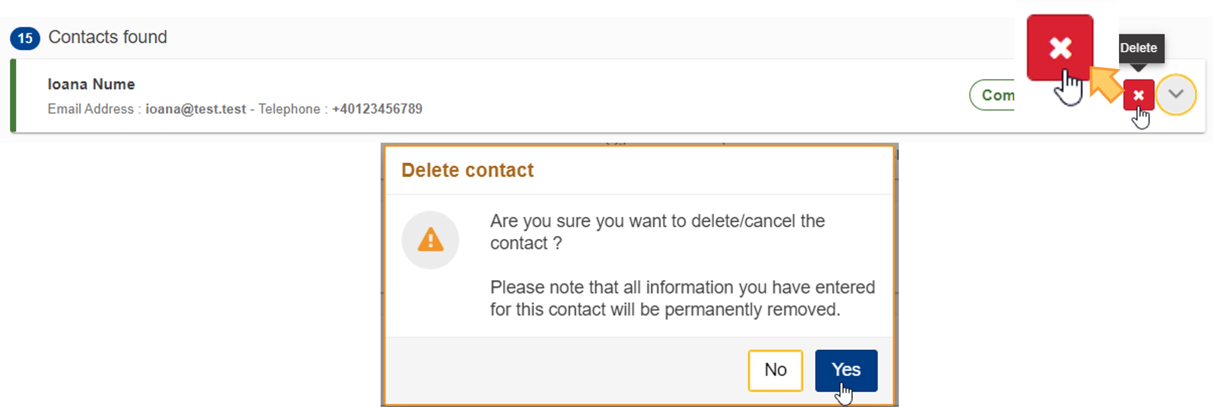 Delete a contact