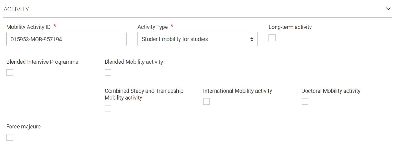 Activity section example 