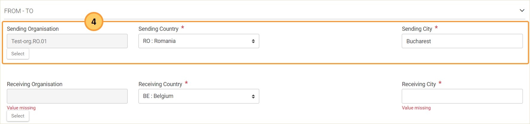 Organisation information updated in the form