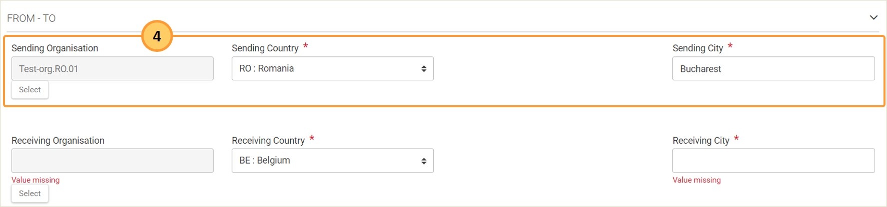Organisation information updated in the form