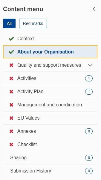 About your Organisation section is marked complete