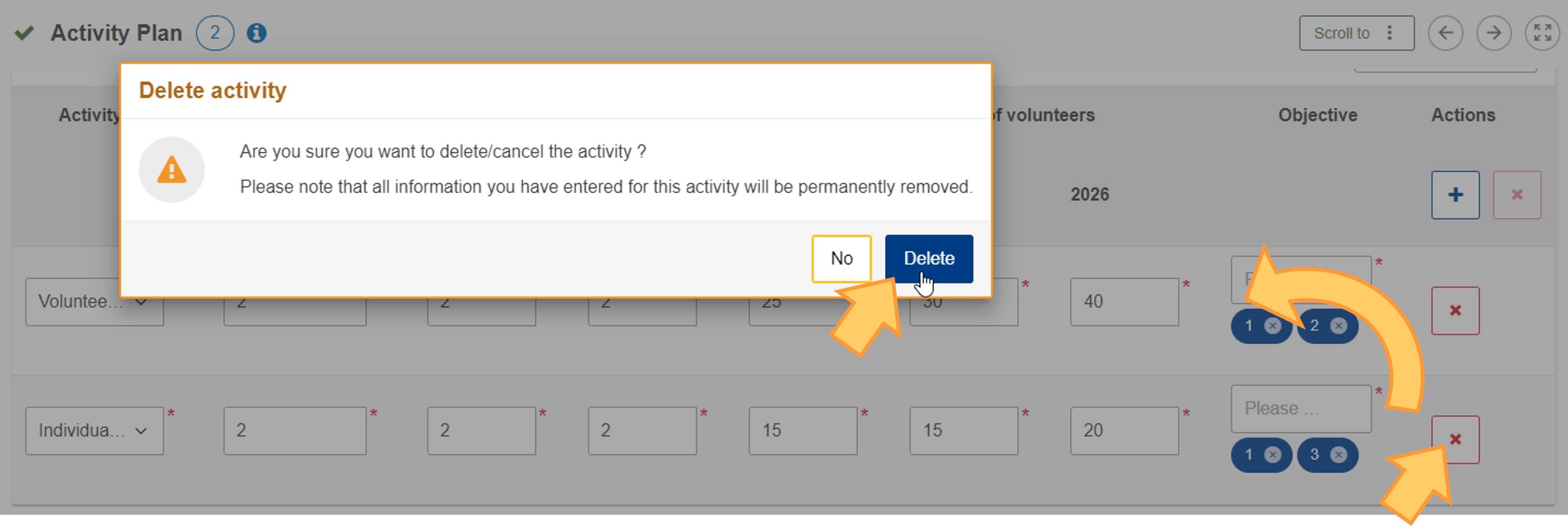 Delete an activity type