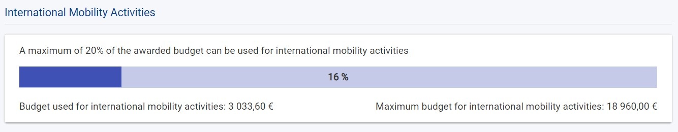 International mobility activity budget - VET projects