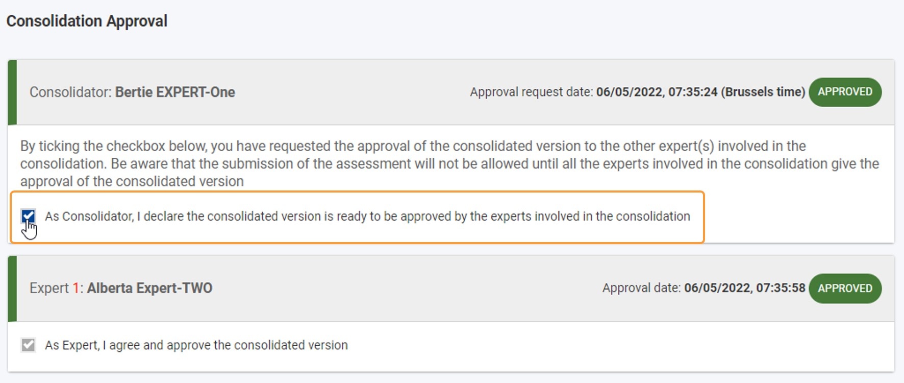 Untick the consolidator approval request tick box