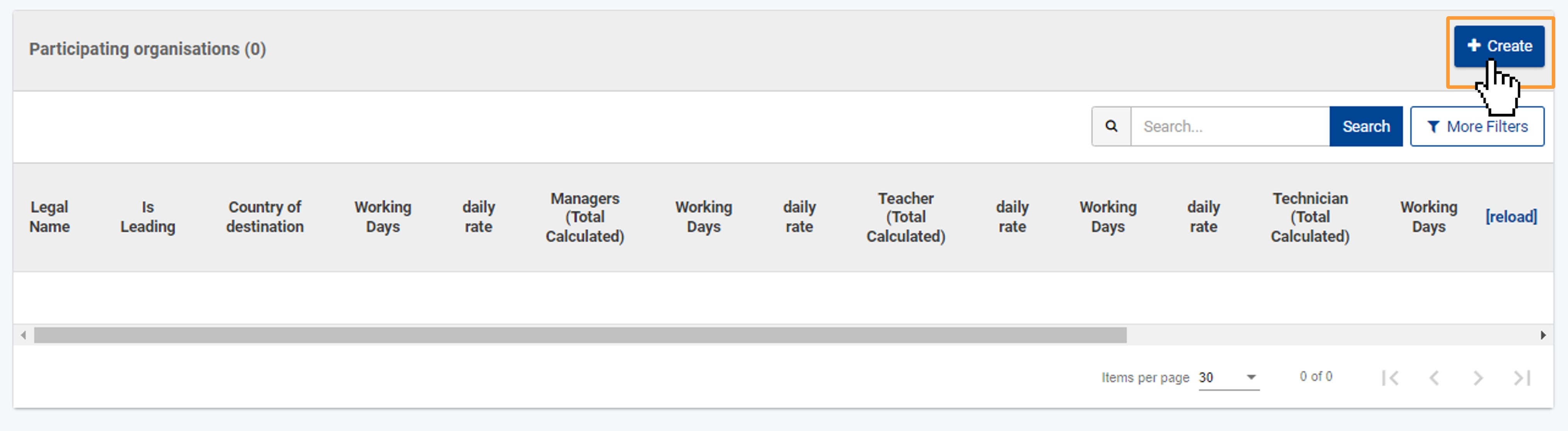 Add a new organisation to the project results