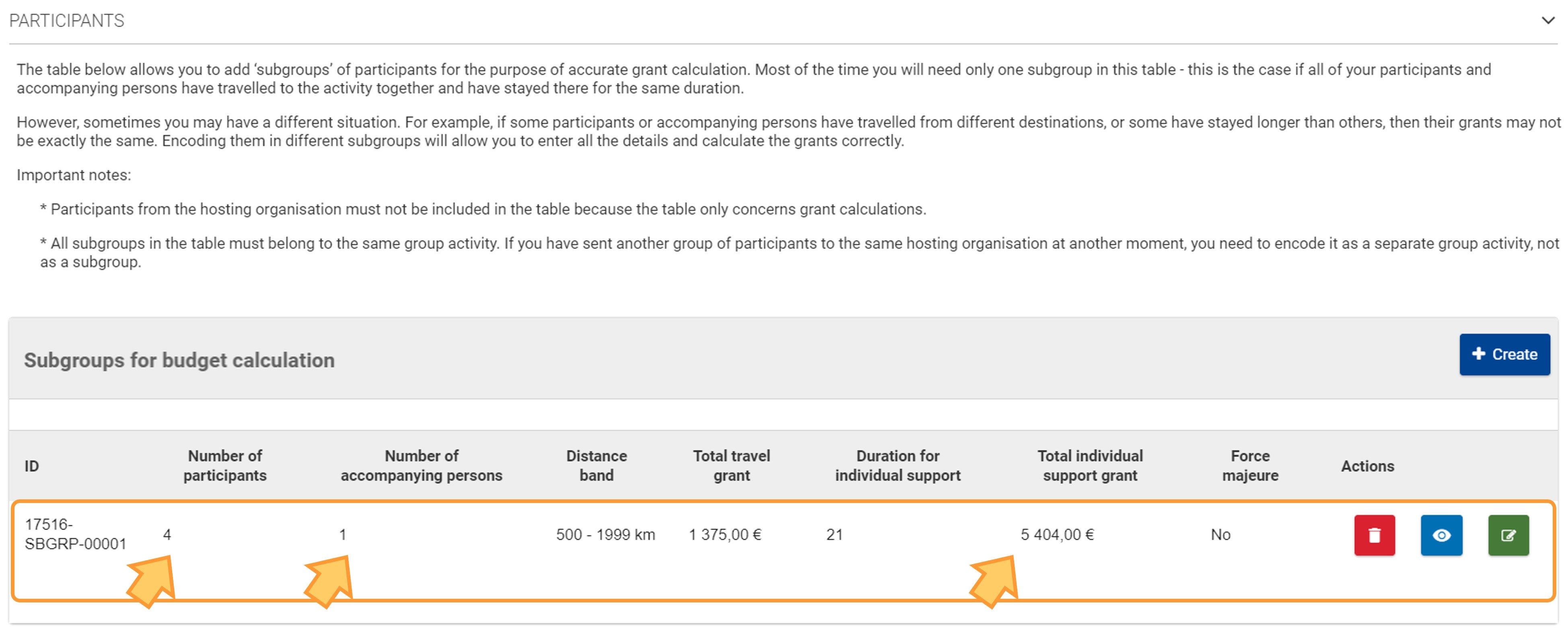 Subgroup added to the group activity and displayed in the list of Participants