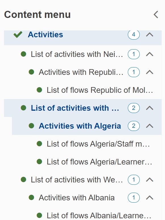 Activities section and subsections complete