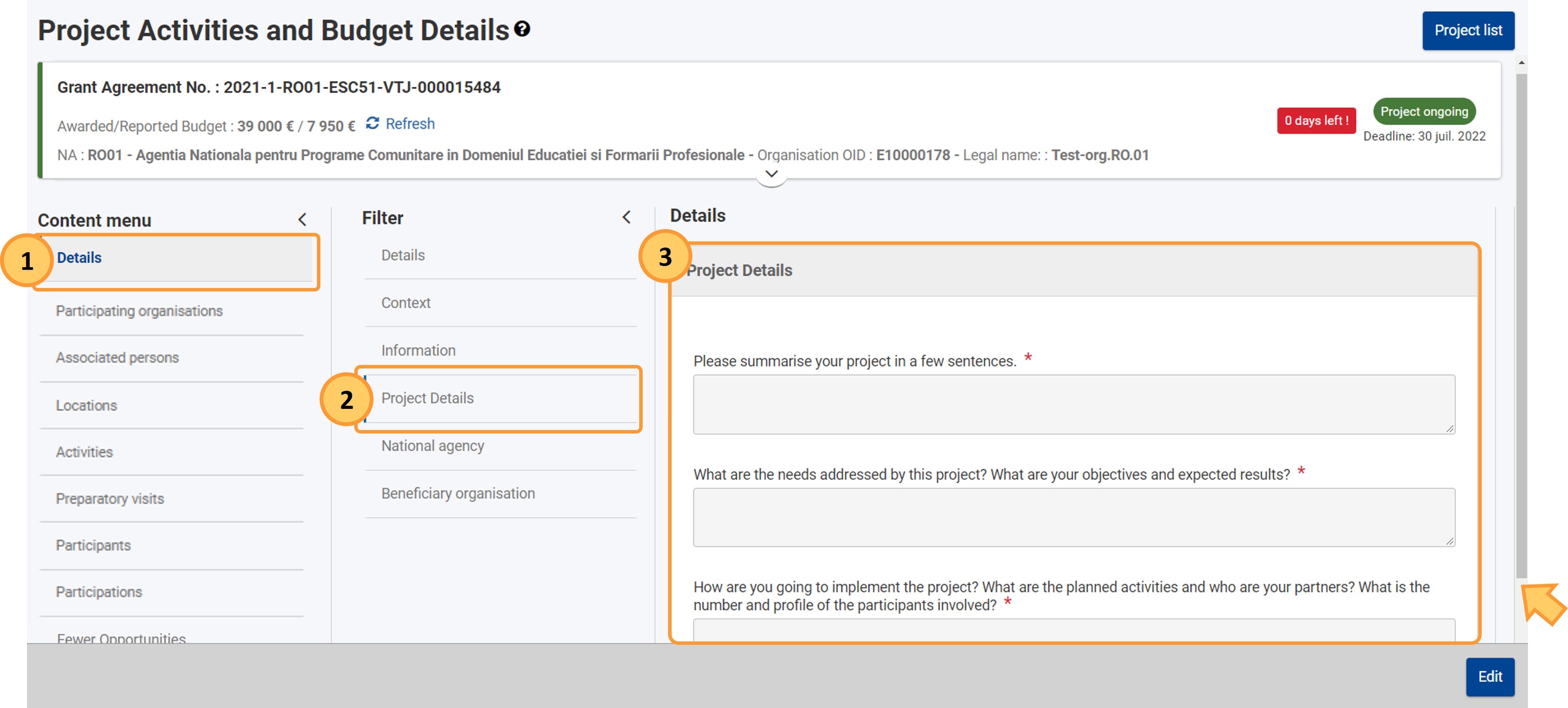 Access the Project Details Access the Project Details