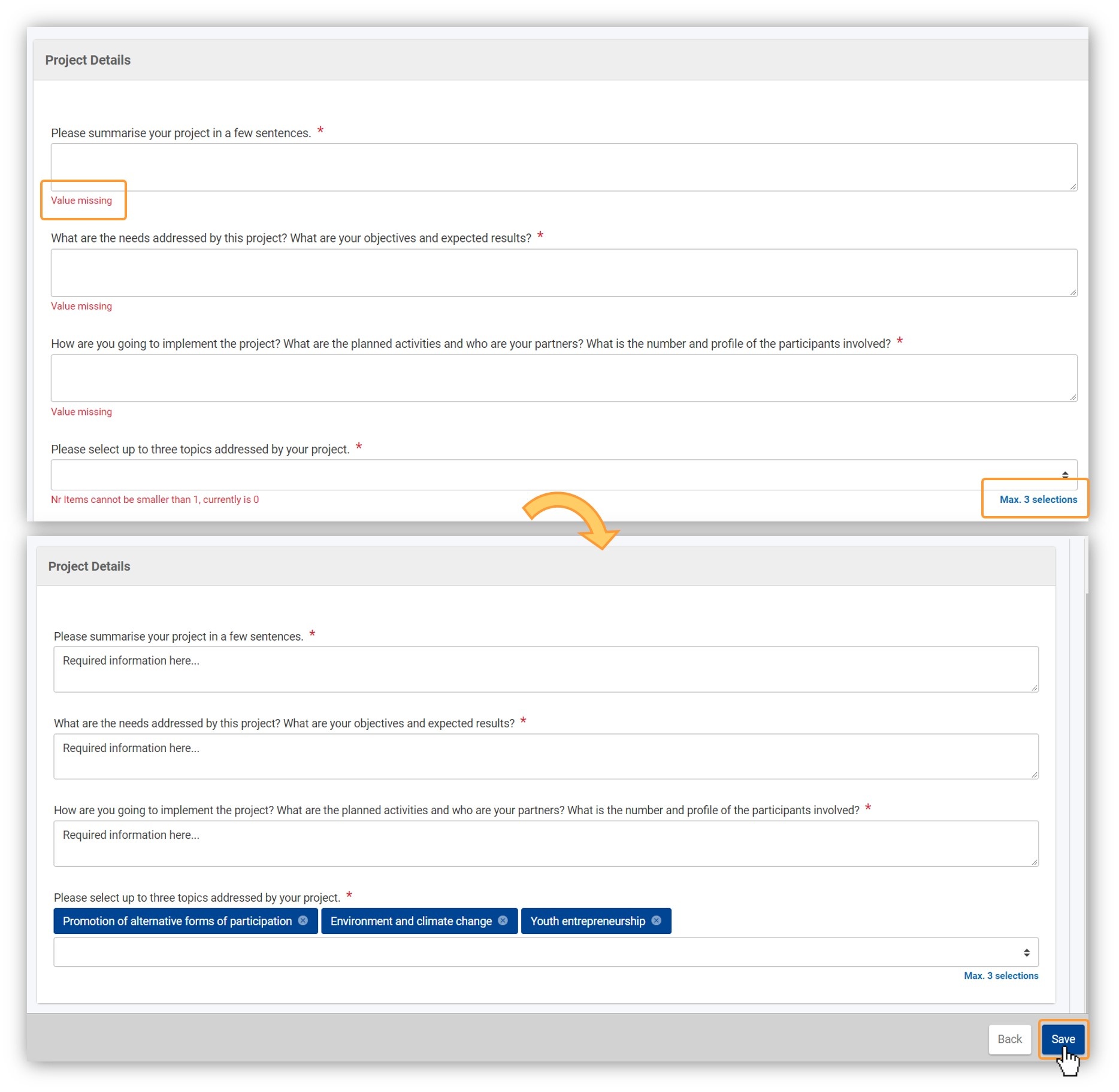 Provide the required information and click on Save Provide the required information and click on Save
