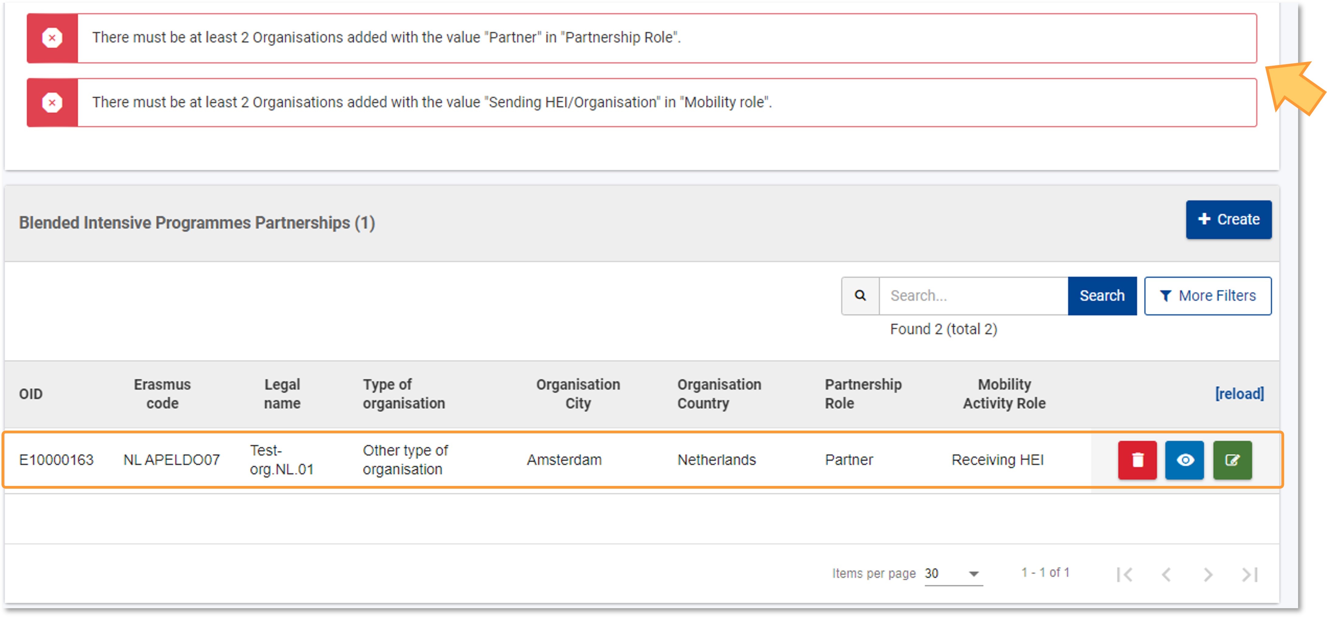 The organisation is added to the list of partnerships