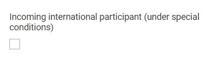 Incoming international participant (under special conditions) flag Incoming international participant (under special conditions) flag