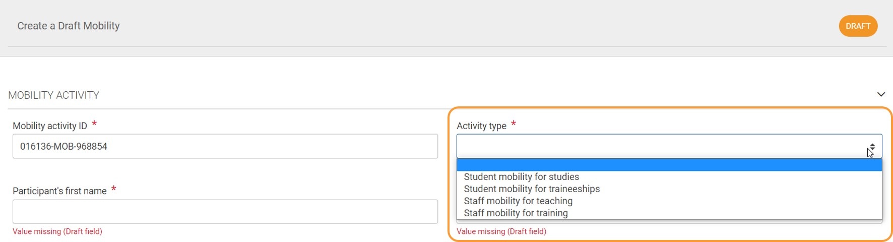 Activity types for KA131-HED