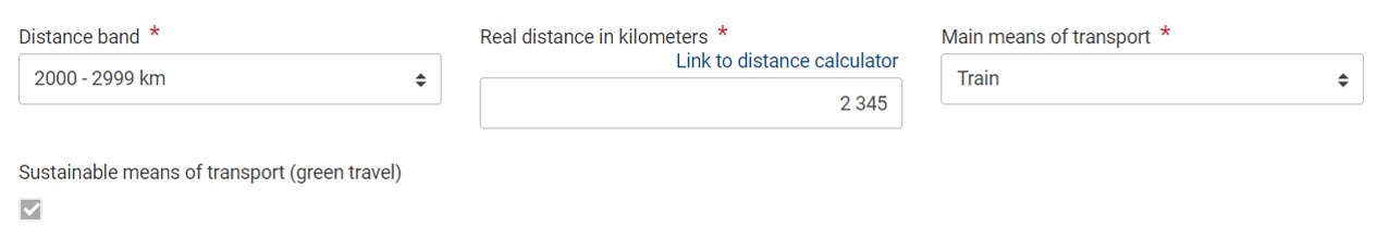 Distance and Means of transport section