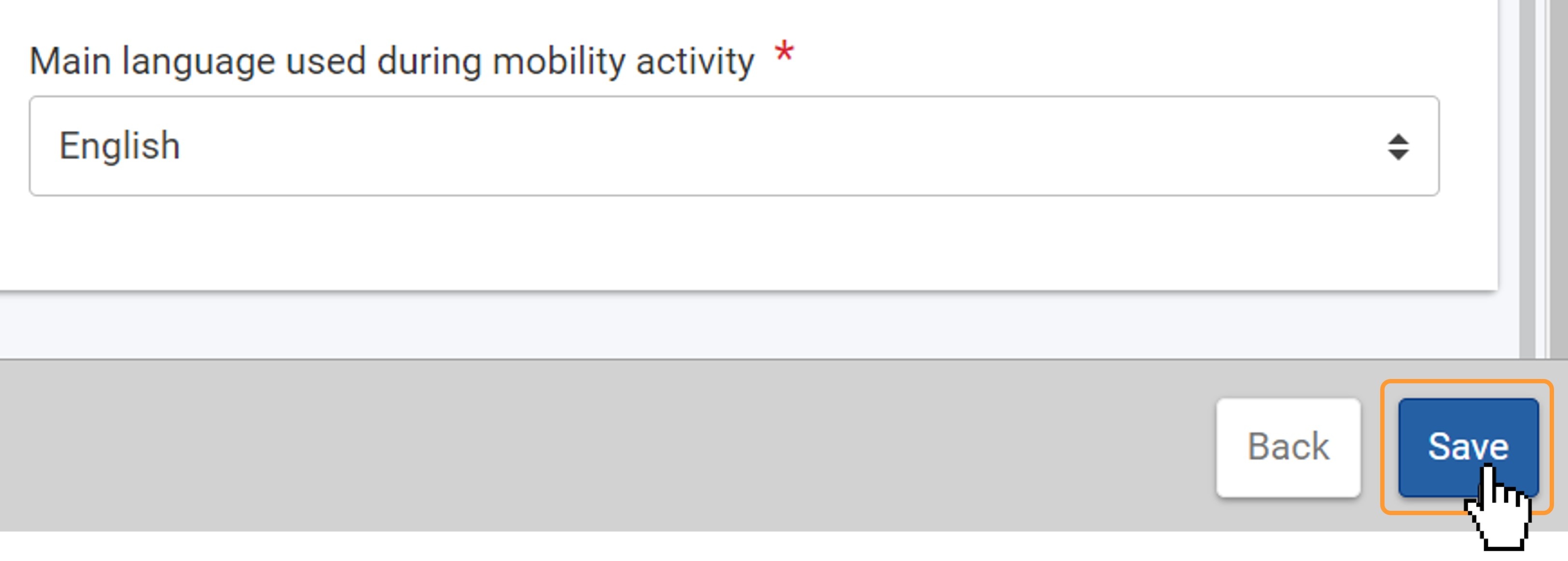 Click on Save to save the draft mobility activity