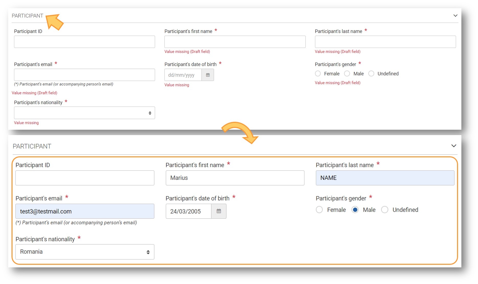 Provide the participant details