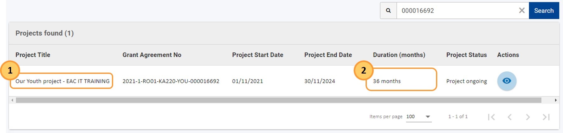 Header of project, project title and duration should change