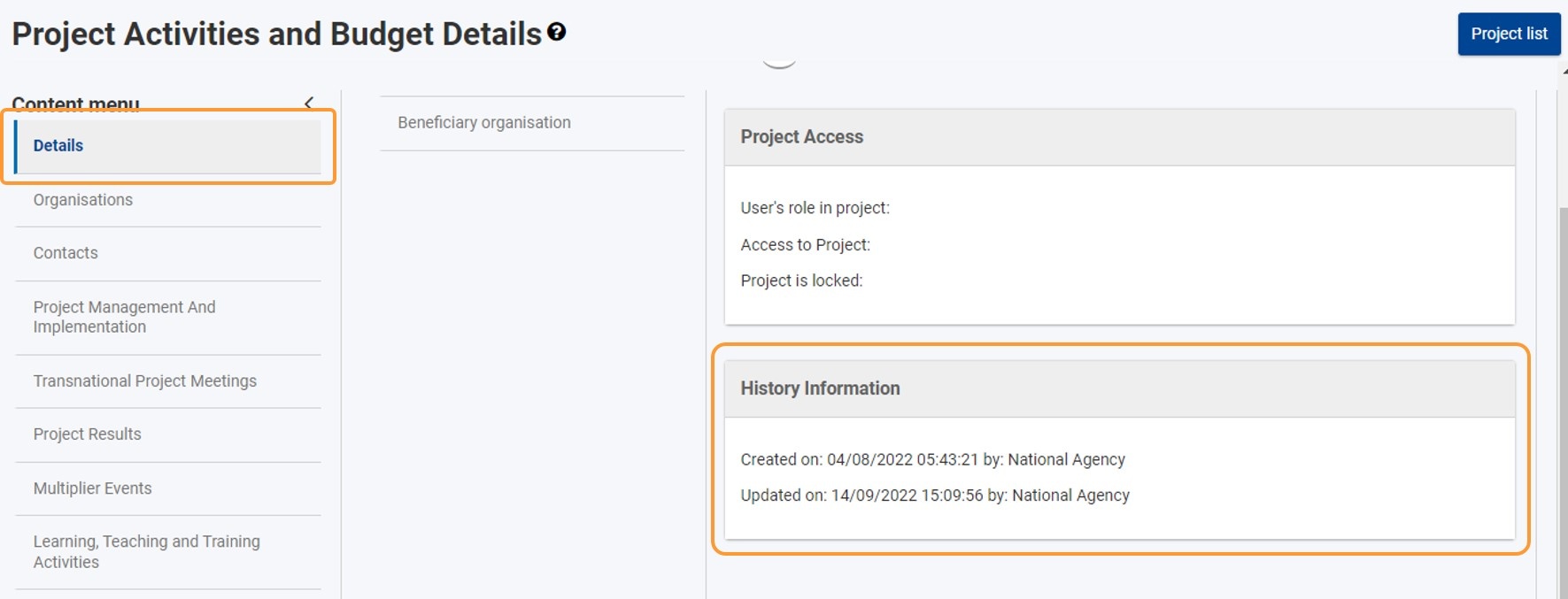 History Information displays latest update History Information displays latest update