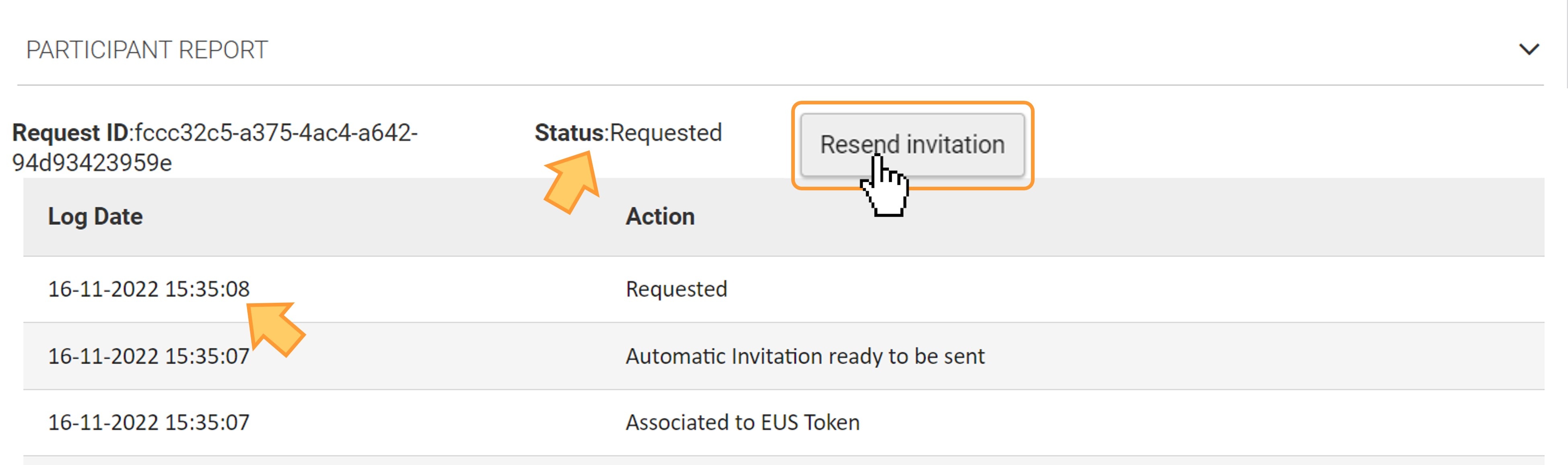 Click on the Resend invitation button to send a reminder