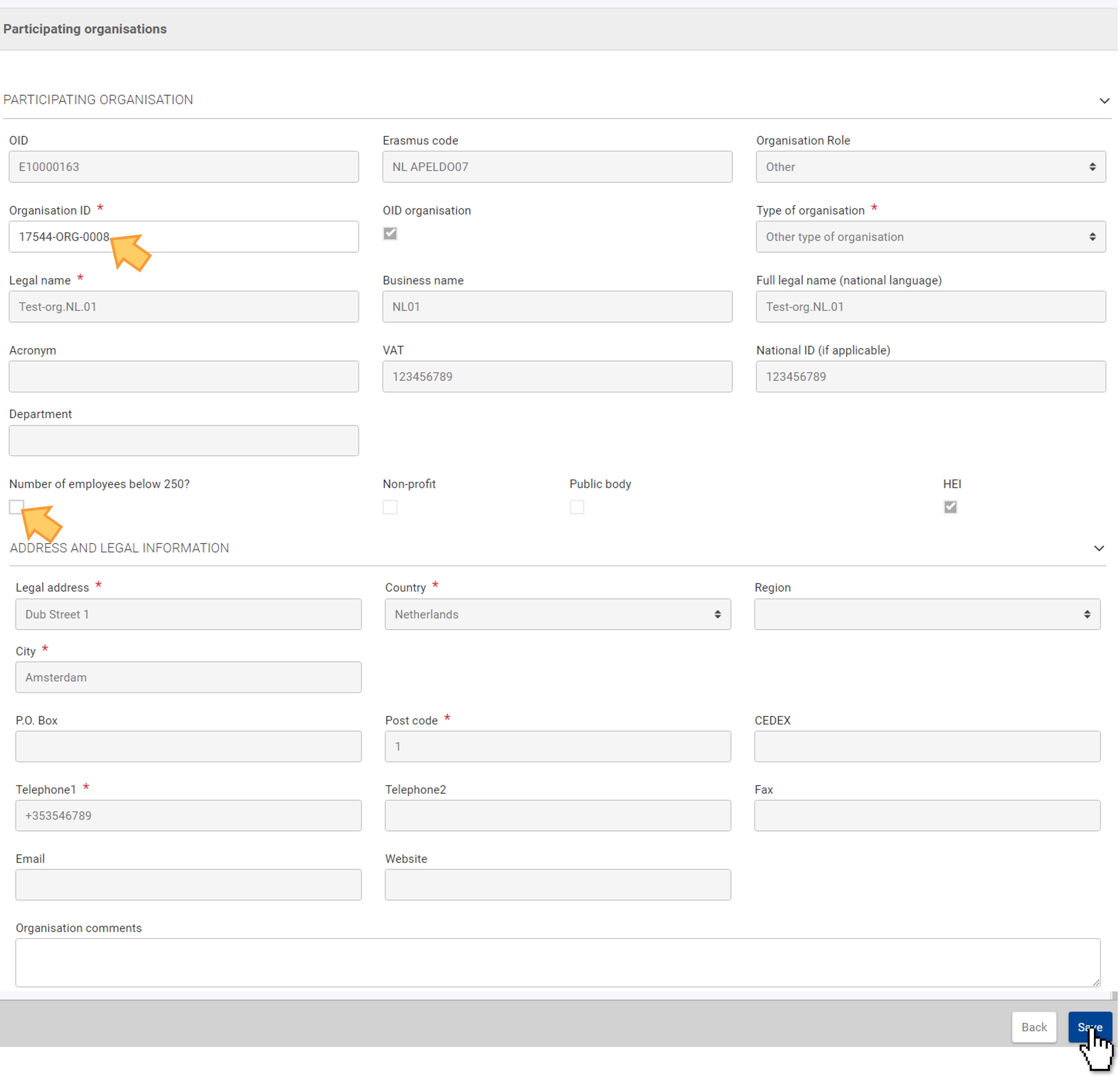 Edit an organisation with OID