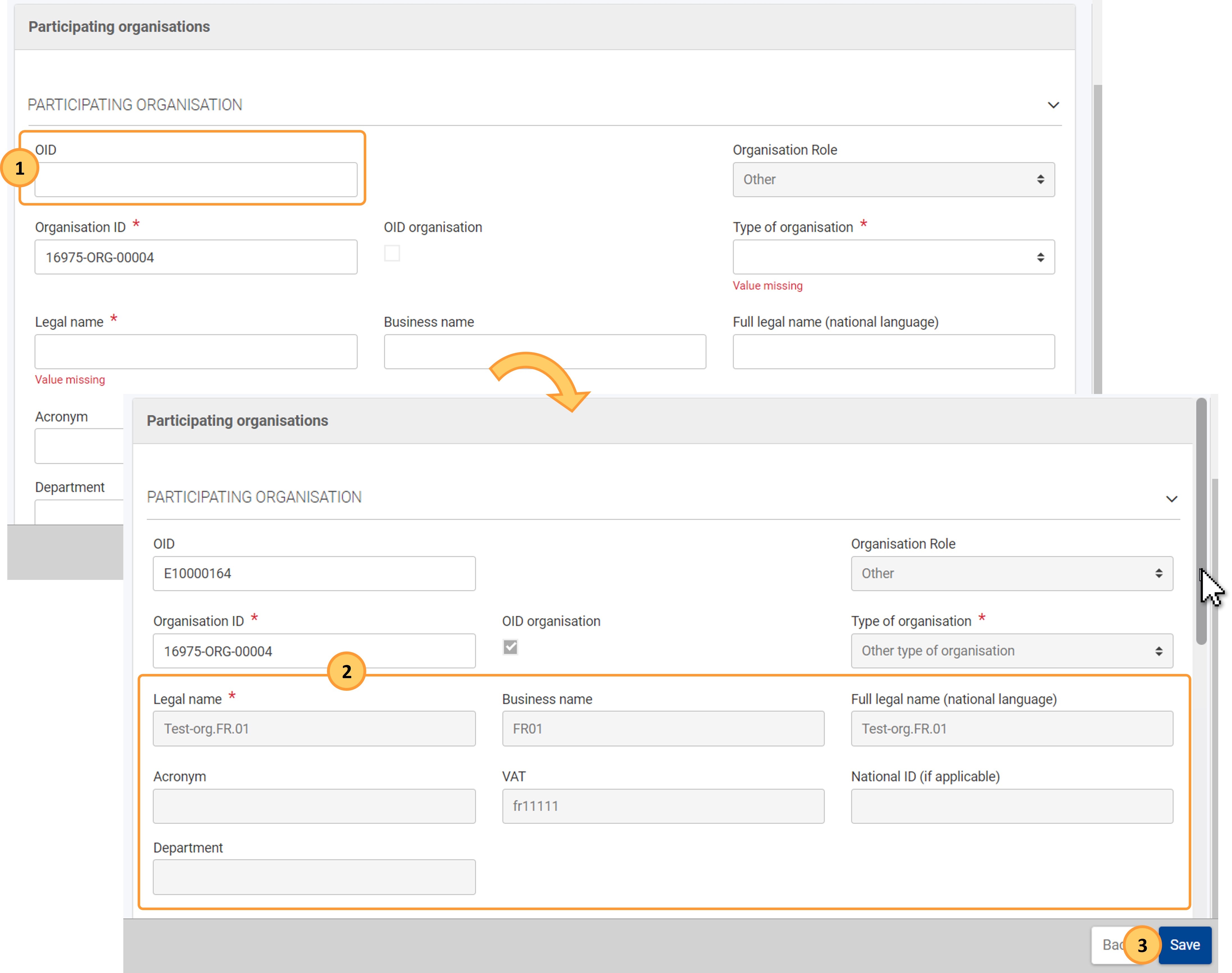 Add organisation with OID