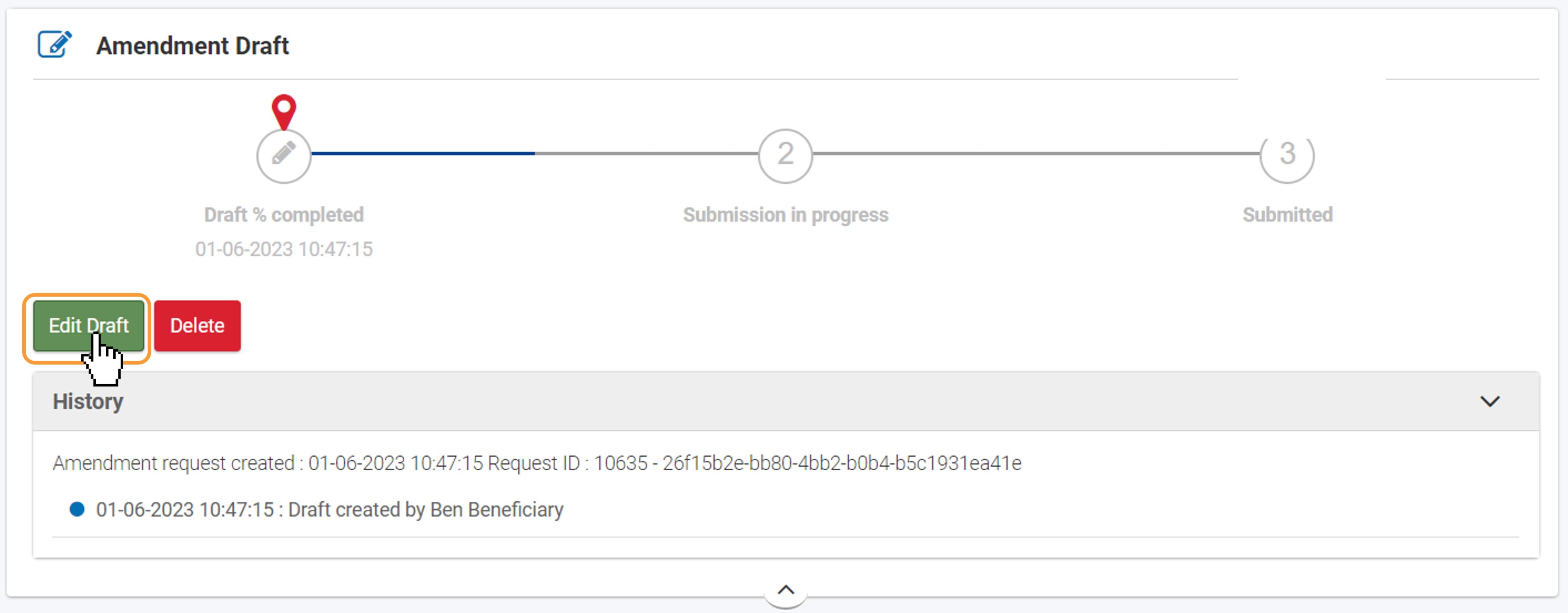 Click on Edit Draft