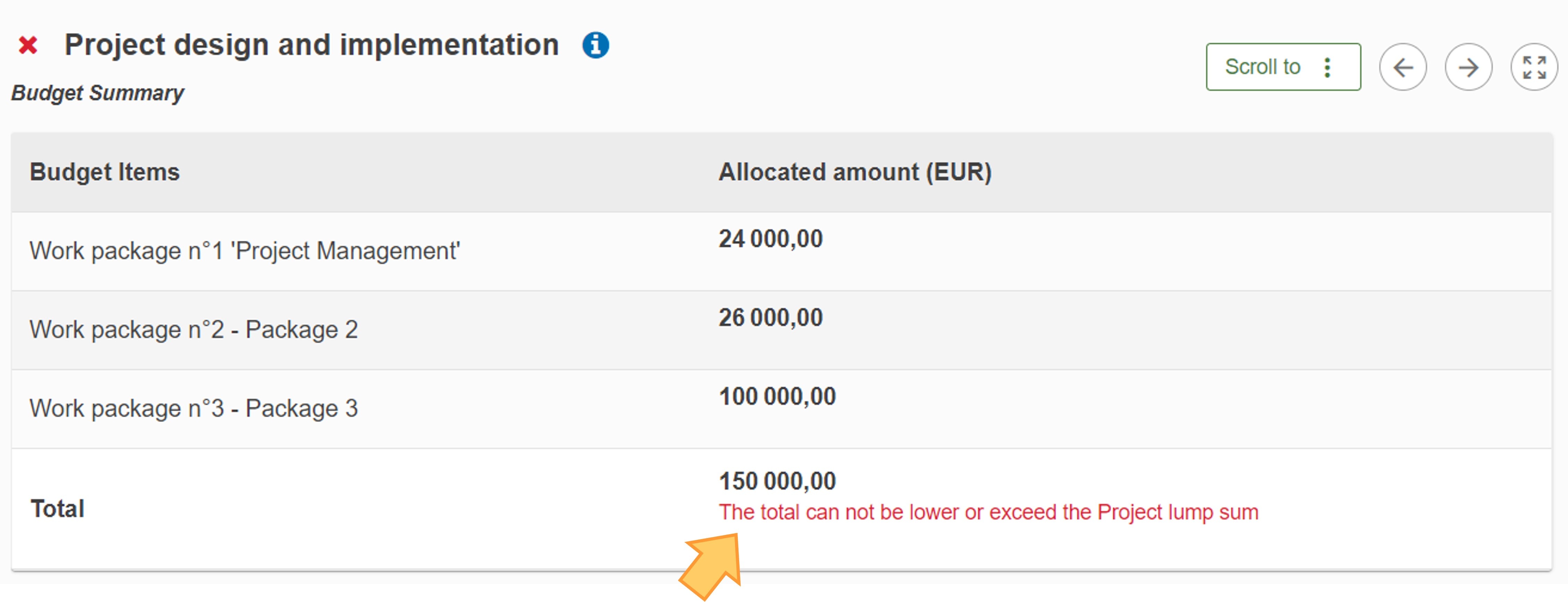 The Total can not exceed the project Lump sum