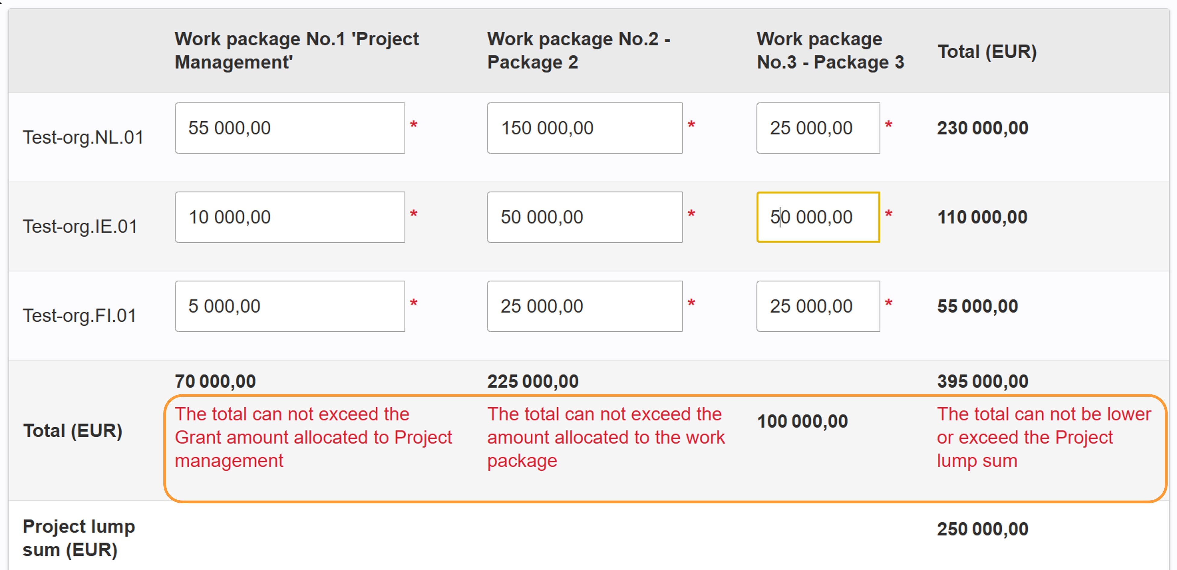 Error messages example