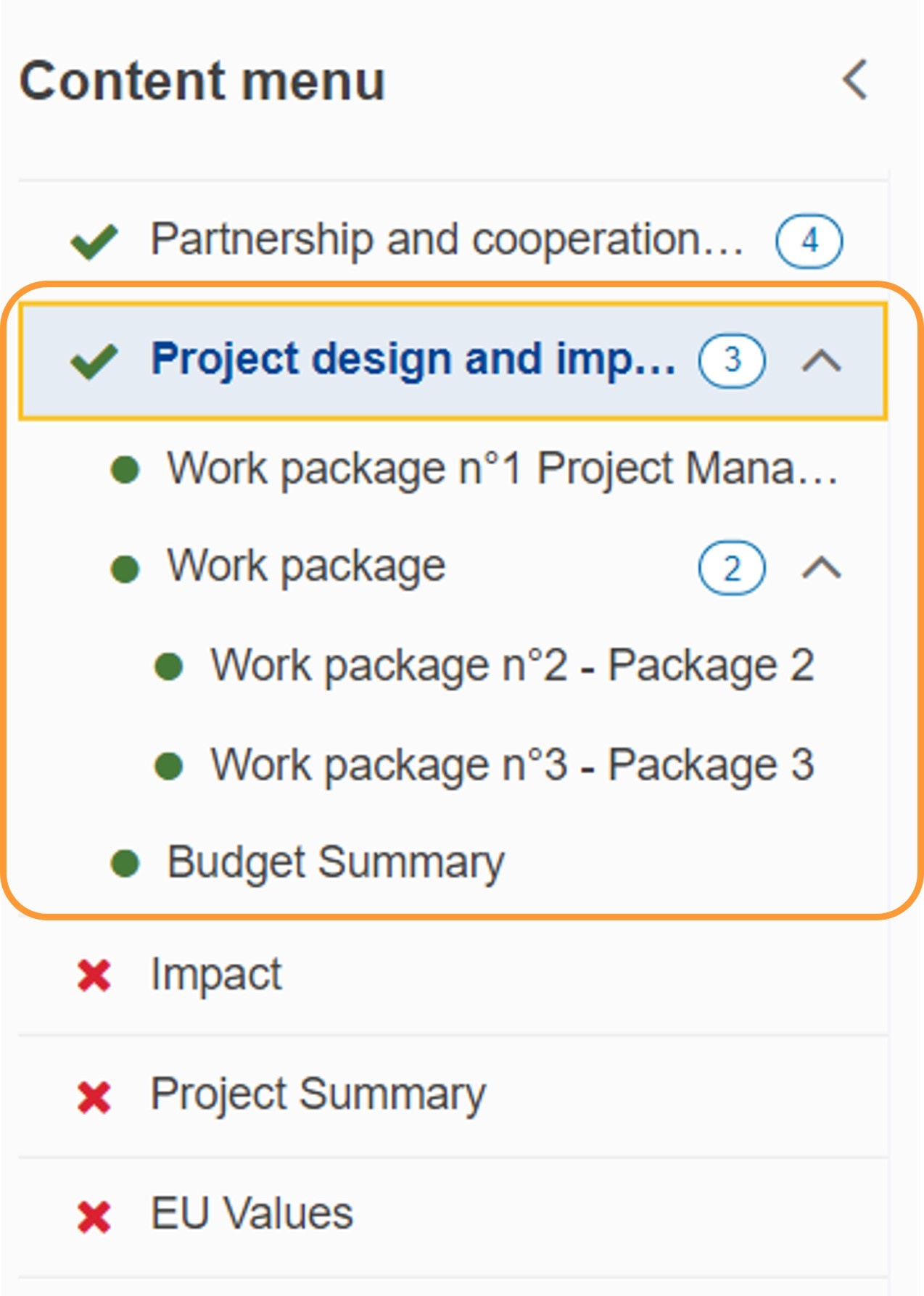 Project design and implementation section marked complete