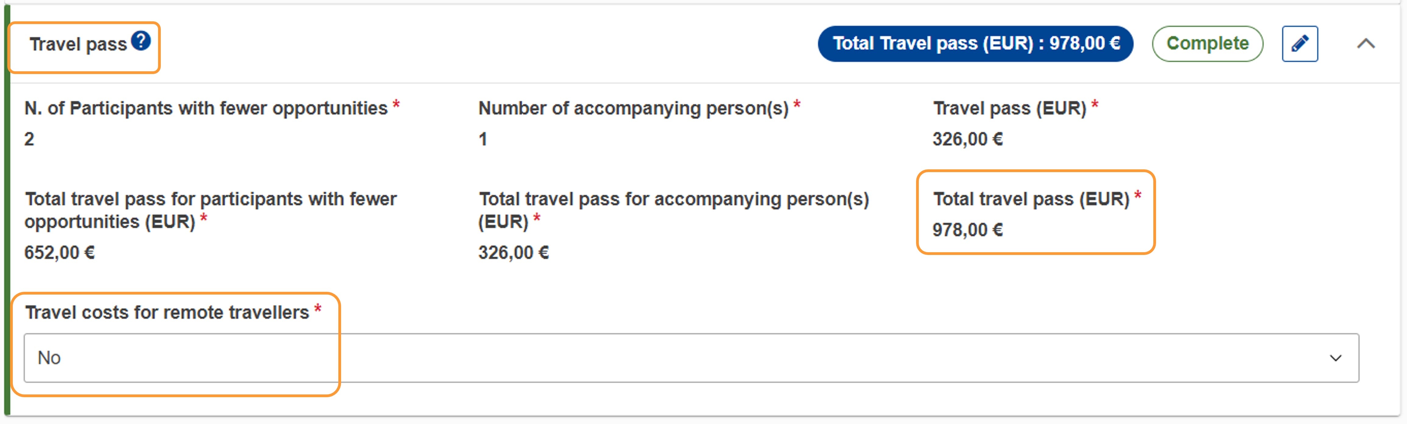 Travel pass costs