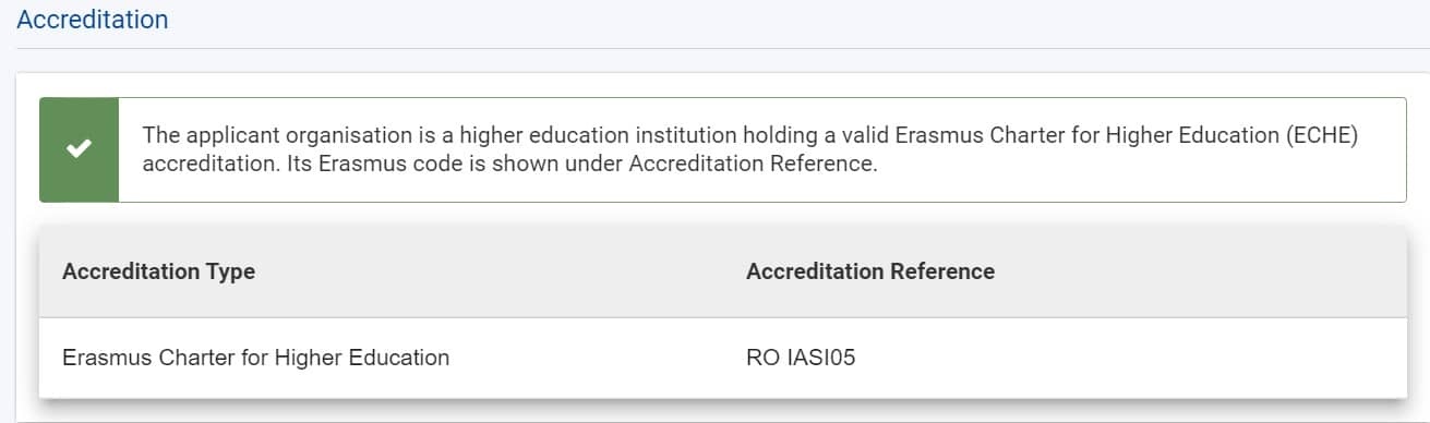 Valid accreditation exists