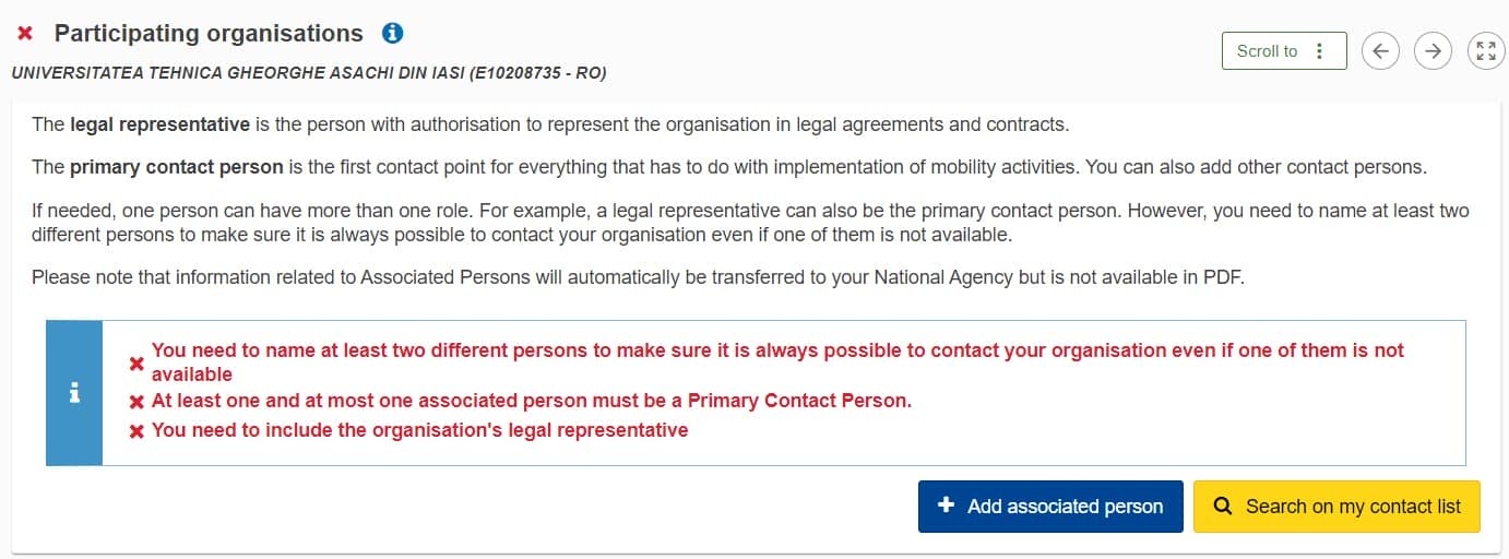 Add associated persons section